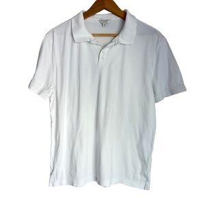 Banana Republic Luxe Touch Mens Classy White Polo Shirt Size Medium Short Sleeve